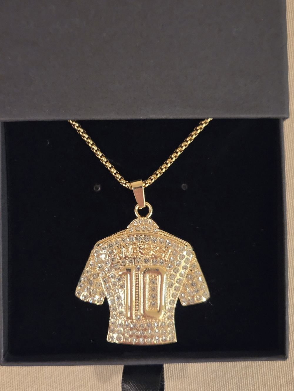 LIONEL MESSI BLINGED OUT JERSEY NECKLACE